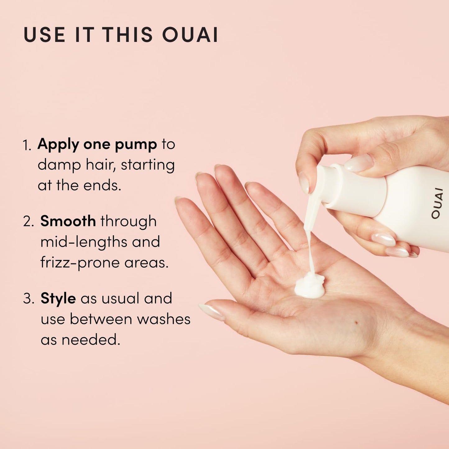 OUAI Anti-Frizz Cream - Moisturizing Hair Cream for Frizz Control & Heat Protection - Hydrating Jackfruit & Beetroot Extract | 6 oz