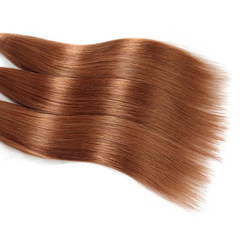 12 14 16 Inch Color 30 Human Hair Brown Straight Bundles - Unprocessed Virgin Brazilian Weave No Tangle Hair Extensions For Women