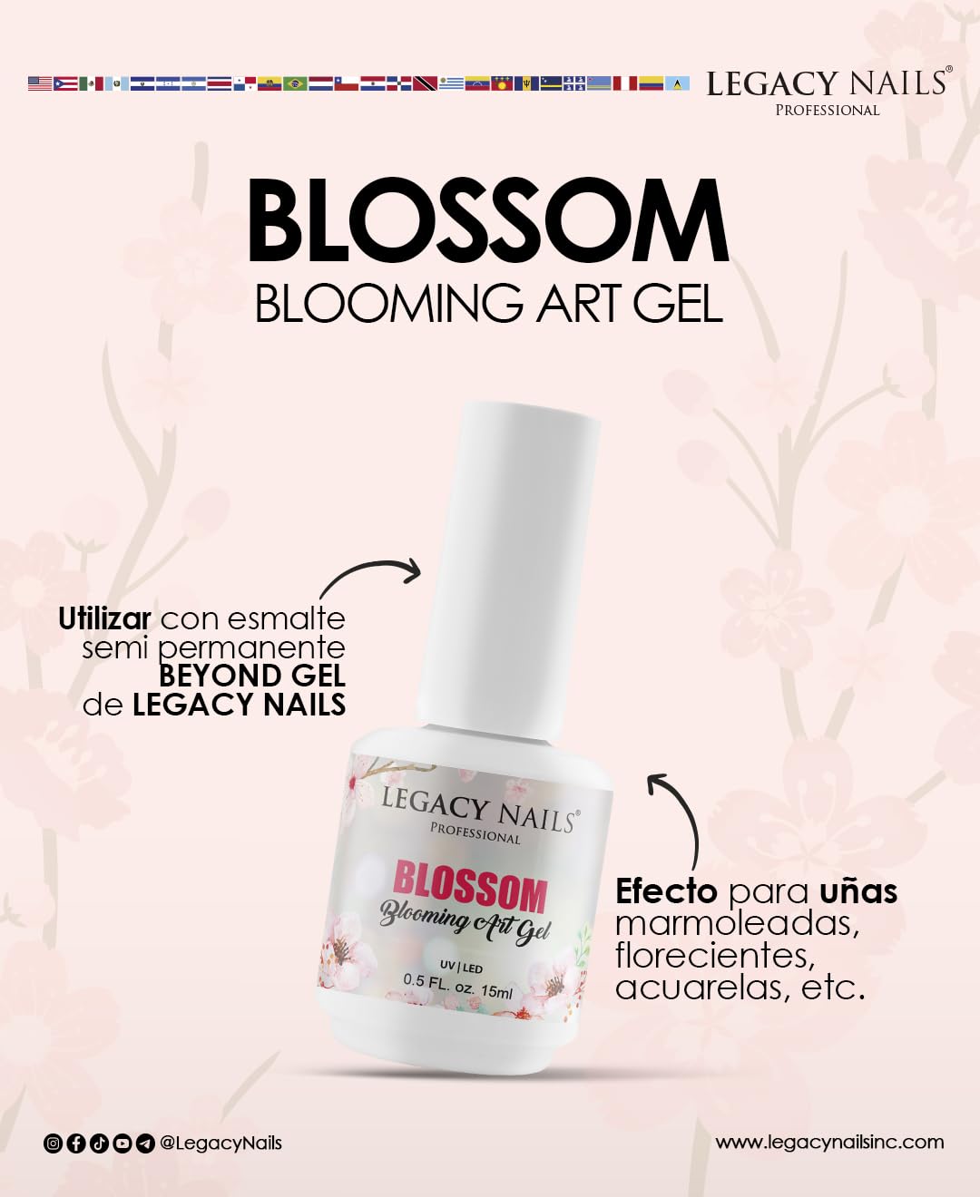 Legacy Nails Professional BLOSSOM ART GEL 0.5oz. - Clear Blooming Gel for Stunning Nail Art Effects, Marble, Tie-Dye & Floral Designs – Easy Application, Long-Lasting, UV/LED Curable