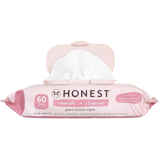 The Honest Company Hydrate + Cleanse Naturally Scented Wipes | Cleansing Multi-Tasking Wipes | 99% Water, Plant Based, Hypoallergenic | Aloe + Cucumber, 60 Count