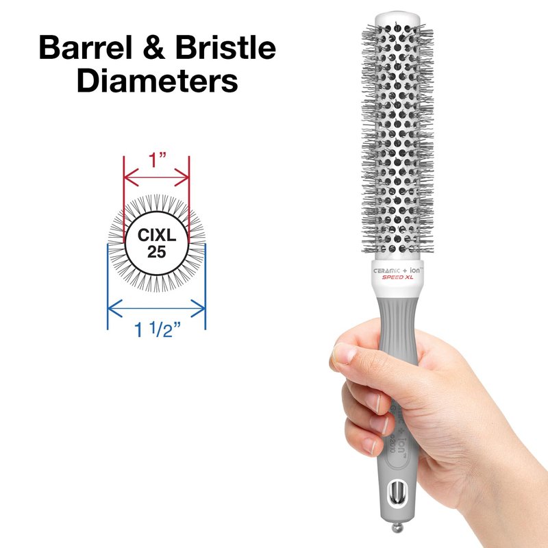 Olivia Garden Ceramic + Ion Speed XL - Extra-Long Round Thermal Hair Brush - Not Electrical - Professional Blowout Brush for Normal to Thick Hair - 1 3/4"- Diameter Barrel - CIXL-45