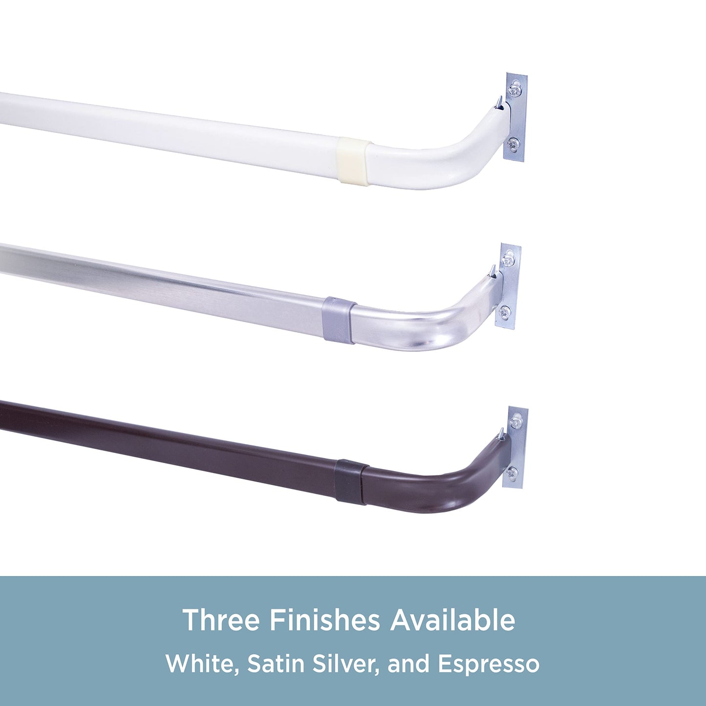 Kenney 514 Single Curtain Rod, 28 to 48-Inch, Espresso