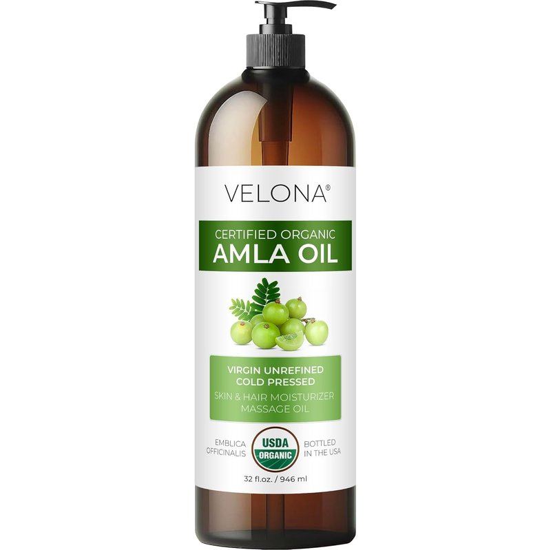 Amla Oil - USDA Certified Organic Carrier Oil | 100% Pure, Extra Virgin, Unrefined - 32 Fl Oz
