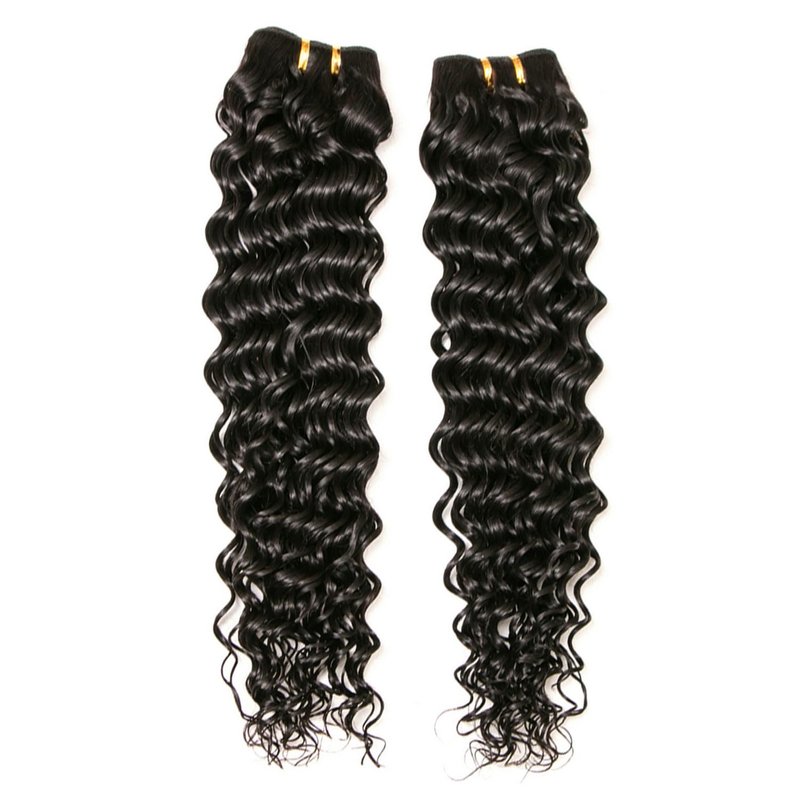 Deep Wave Bundles, Curly Bundles Human Hair, 10 12 14 Inch, Wet and Wavy, Natural Black, Soft, 285g-300g, Brazilian Hair