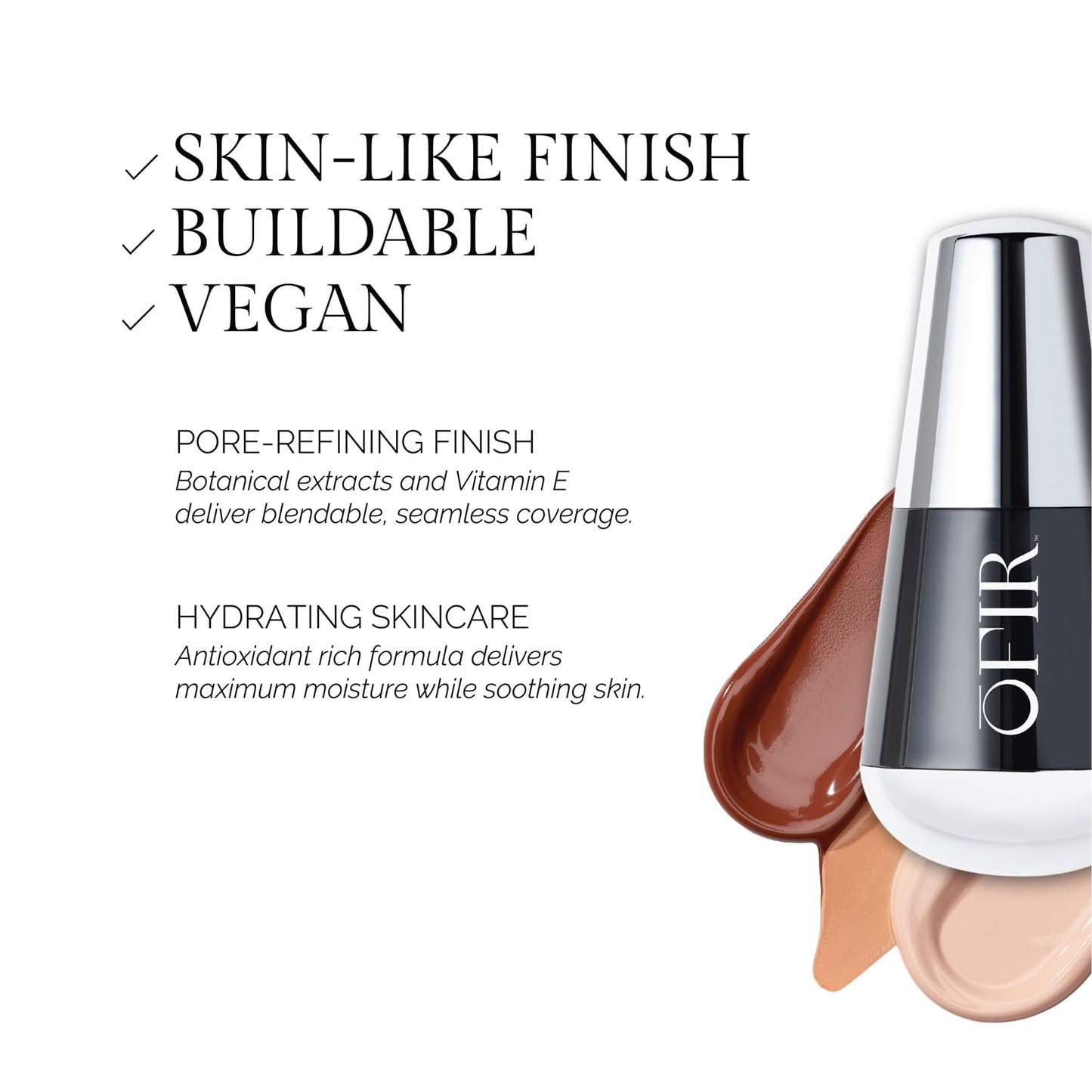 OFIR Skin Satin Foundation - Lightweight Vegan Formula with Blue Light Protection | Medium Coverage, 1 FL OZ (Almond - Medium Neutral)