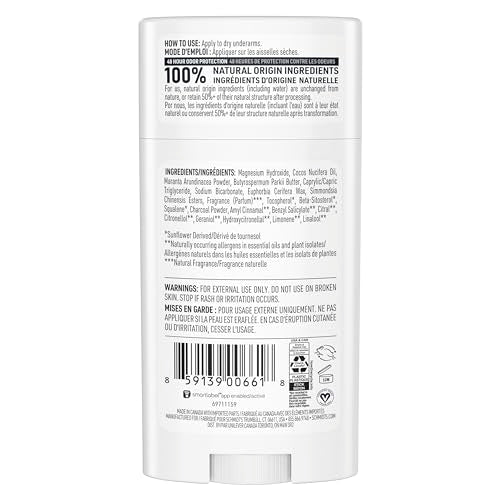Schmidt's Aluminum-Free Vegan Deodorant Charcoal & Magnesium with 48 Hour Odor Protection, 2 Count for Women and Men, Natural Ingredients, Cruelty-Free, 2.65 oz, Pack of 2