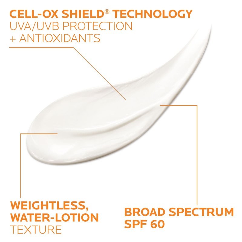 La Roche-Posay Anthelios Cooling Water Sunscreen Lotion, Water Based Sunscreen for Face & Body, Broad Spectrum SPF + Antioxidants, Fast Absorbing Water-Like Texture, Oil Free Sunscreen SPF 60
