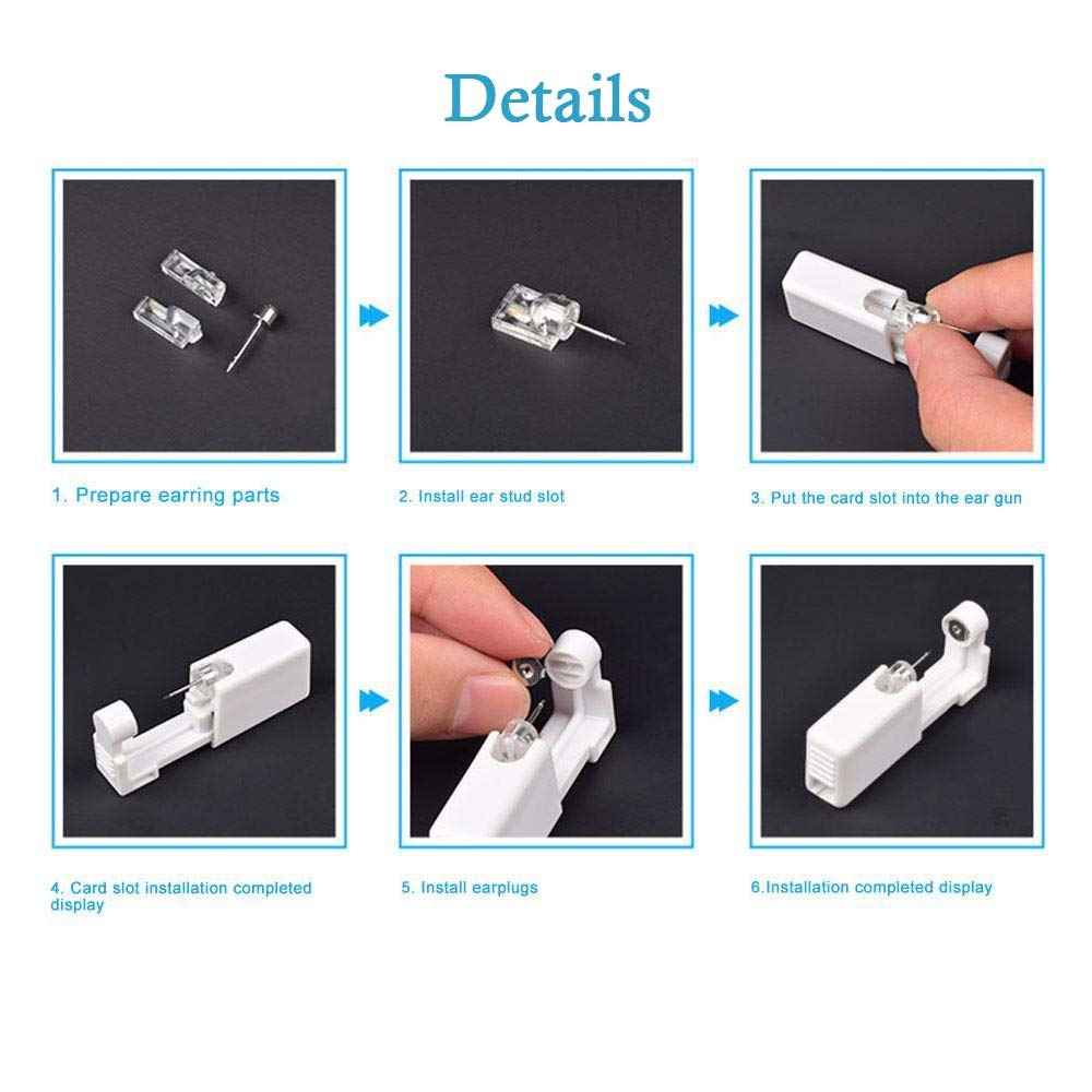 Lishae 2 Pack 3mm Ear Piercing Kit with Cubic Zirconia Stud Earrings Ear Piercing Gun (Pink)