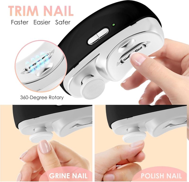 Electric Nail Clippers - 3-in-1 Automatic Nail Trimmer with Polishing, Dust Storage & LED Light | Safe for All Ages