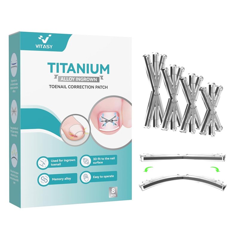Ingrown Toenail Treatment Kit - Titanium Alloy Nail Corrector Tools with 4 Sizes | 8-Piece Set for Quick Relief