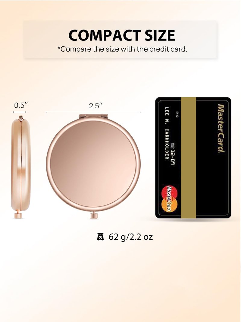 Getinbulk Compact Mirror Bulk, Pack of 12 Double-Sided 1X/2X Magnifying Metal Makeup Mirrors(Round, Rose Gold)