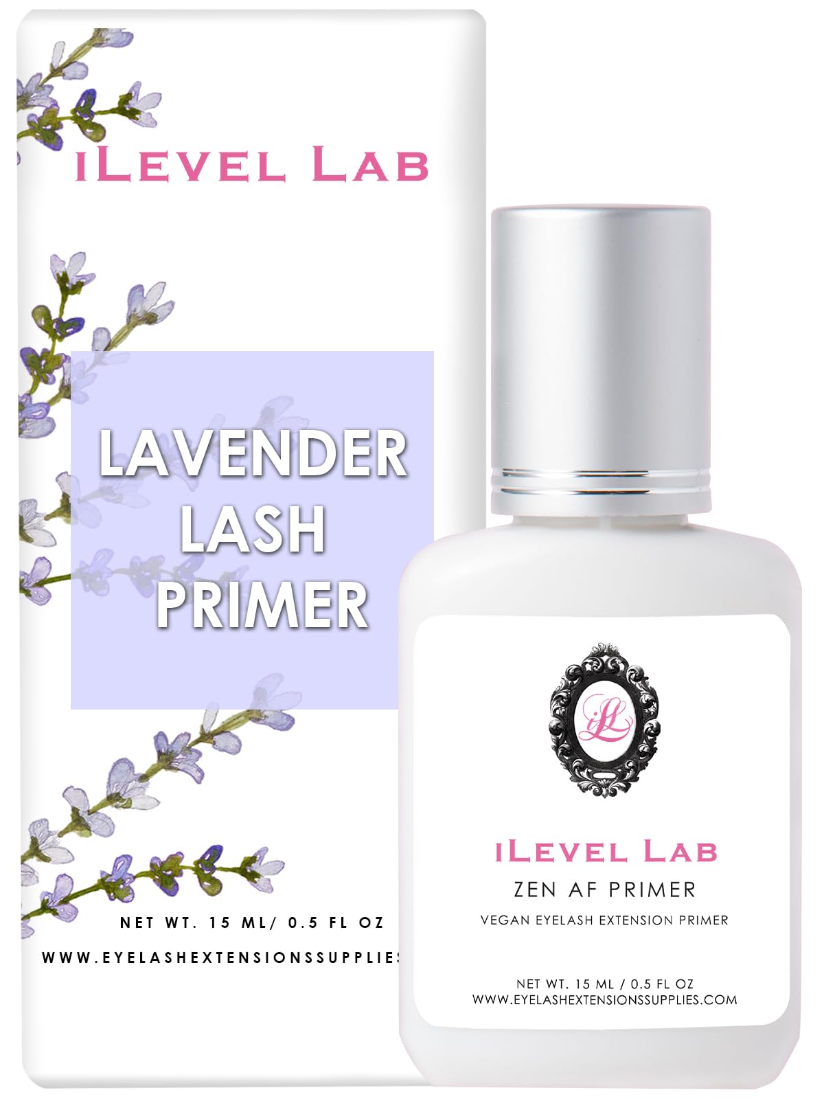 Primer for Lash Extensions by iLevel Lab 15ml - Increase Adhesive Retention | Super Primer/Cleanser | Eyelash Extension Primer | Protein Oil Remover | Professional Lash Supplies (Lavender Sented)
