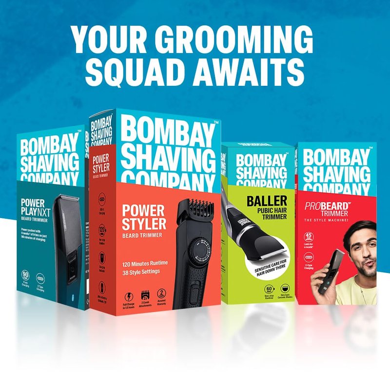 Bombay Shaving Company 11 in 1 Trimmer Men All in One Full Body Trimmer for Men 90 Min Charge time 90 mins Run time Type C Charging Power Groomer (New Model), Blue