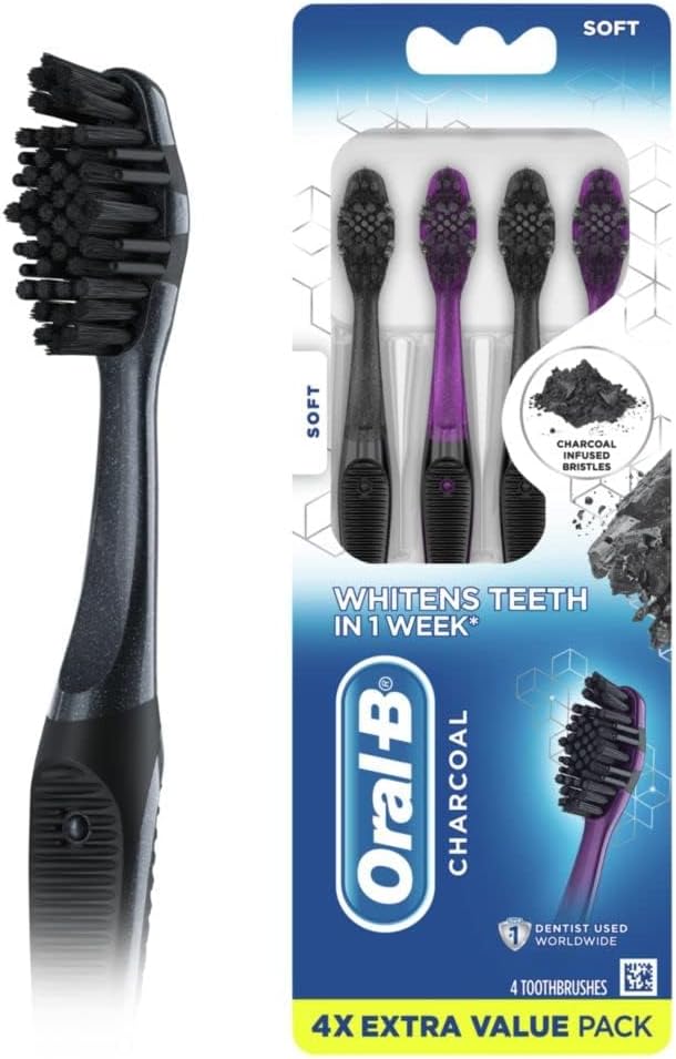 Oral-B Charcoal Toothbrushes, Soft, 2 Count