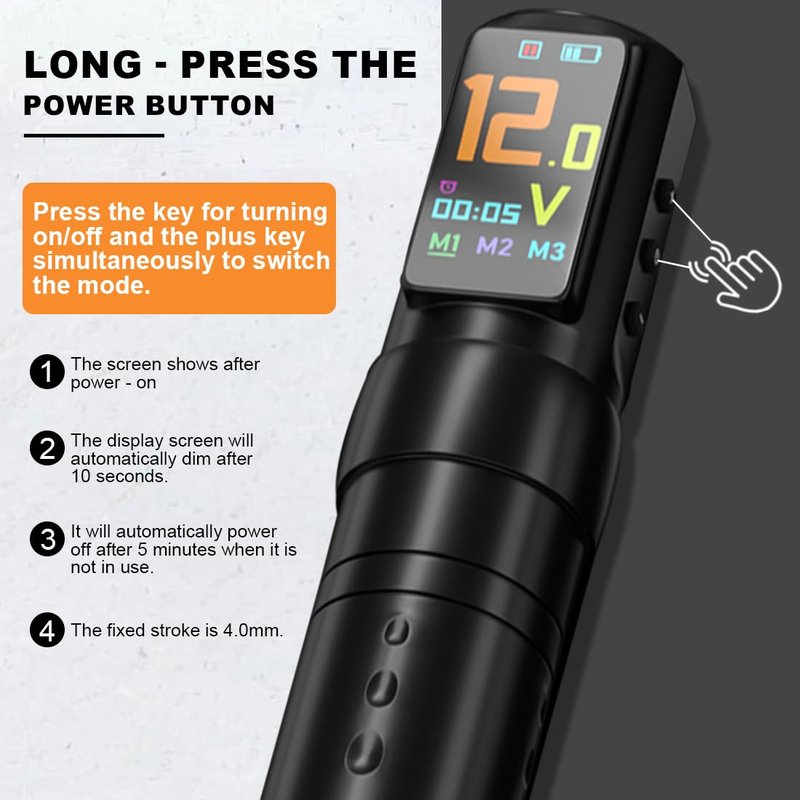 Wireless Tattoo Pen Kit 2000mAh - Professional Tattoo Gun with IPS Screen, 20 Sterile Needles, 8 Color Inks & Practice Skin
