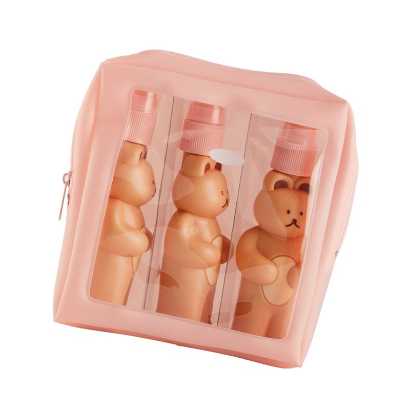 Naroote Bear Spray, Set of Cute Bear Look Delicate Bottles with Storage Bag Bathroom Sets Accessories Spray Bottle Bag Silicone Squeeze, Travel Bottles For Toiletries