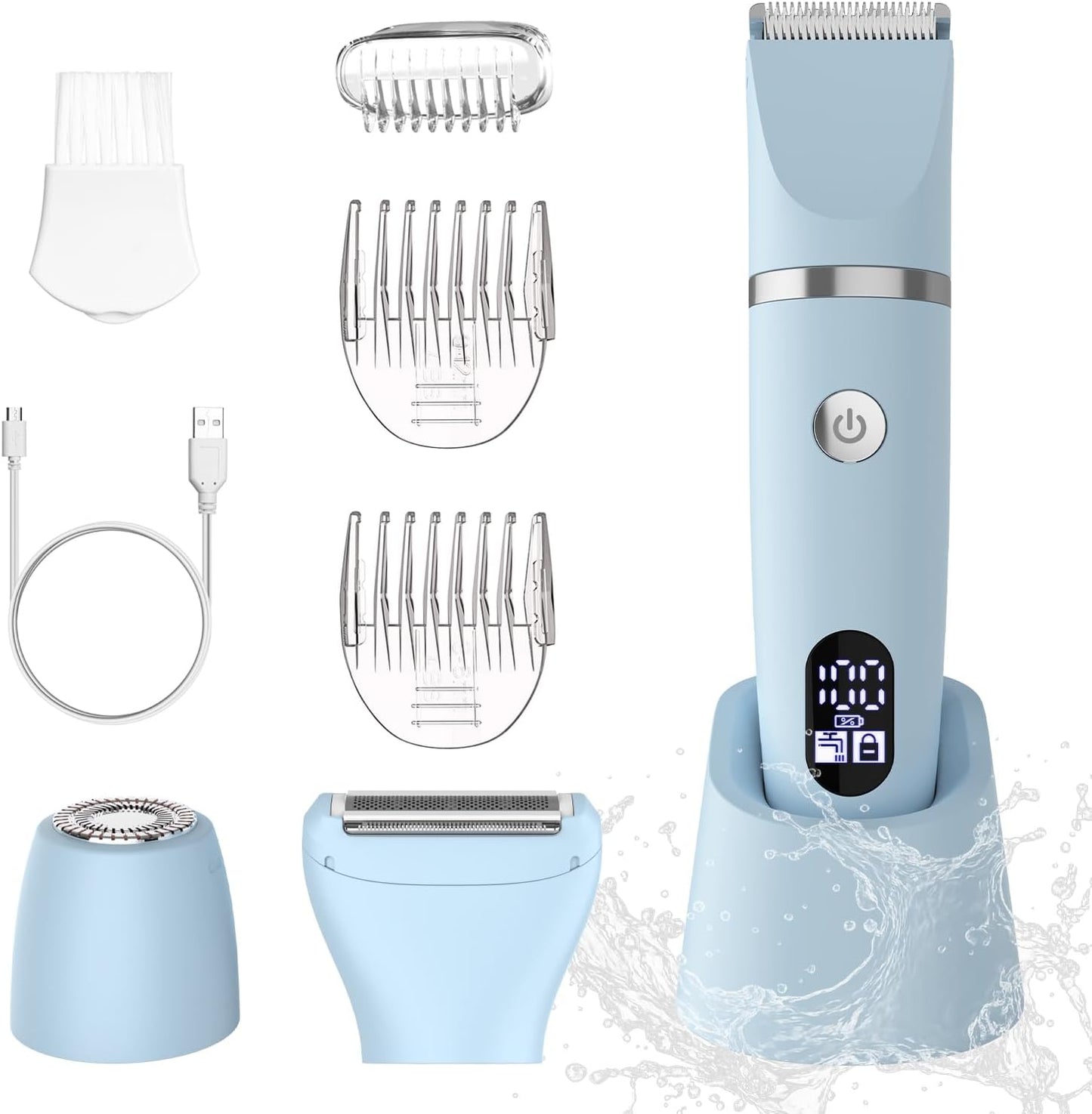3-in-1 Electric Razor - IPX7 Waterproof Bikini Trimmer for Ladies | Painless Groomer for Face, Body & Legs