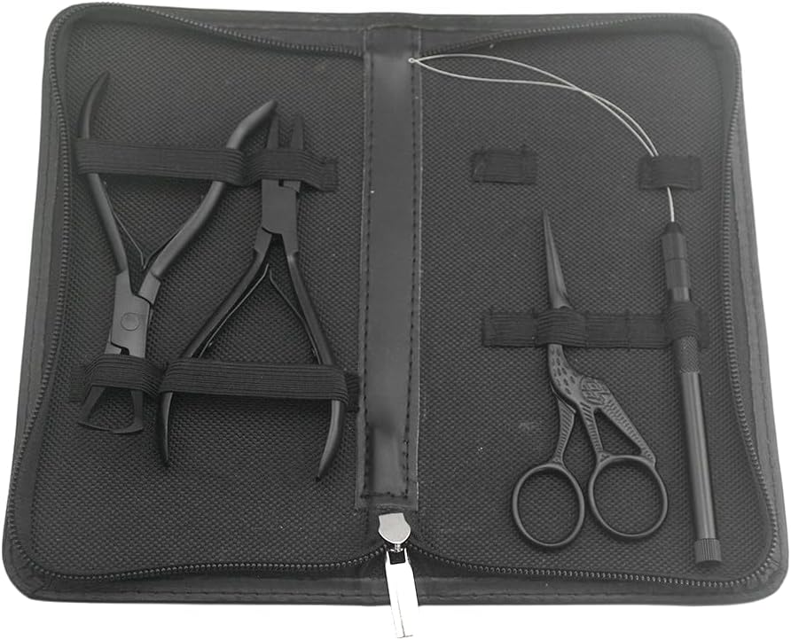 Hair Extension Beading Tool Kit - Micro Link Bead Closer, Remover Pliers & Scissors Set | Rainbow Color