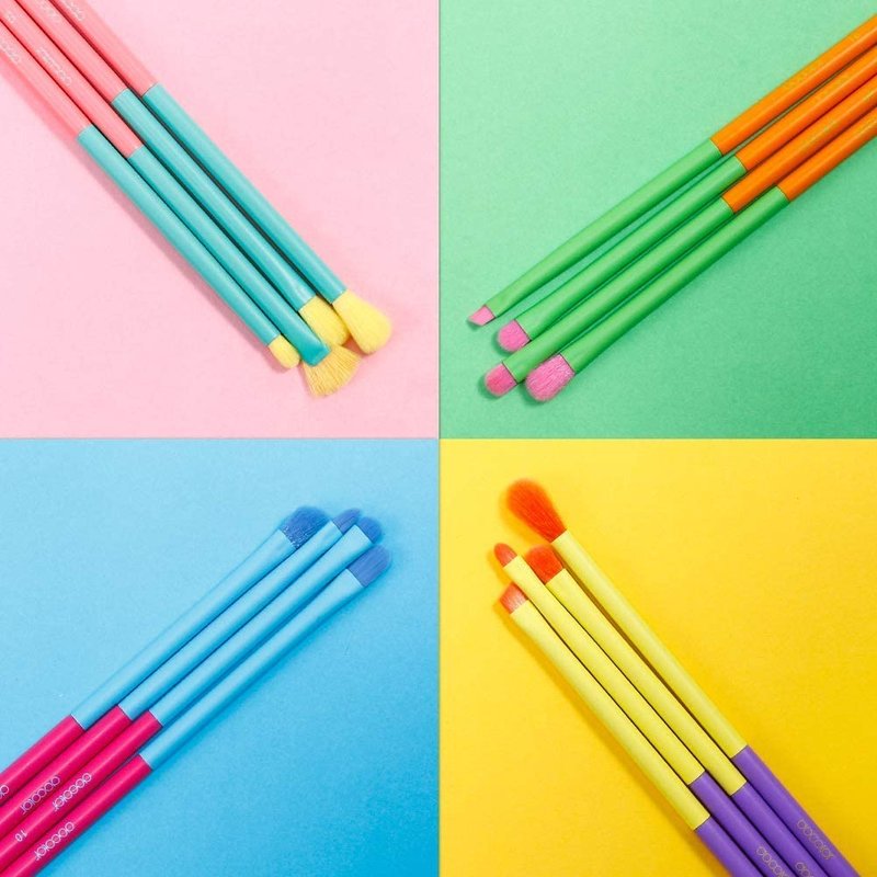 Docolor 15-Piece Neon Eye Makeup Brush Set | Professional Colorful Eyeshadow & Blending Brushes