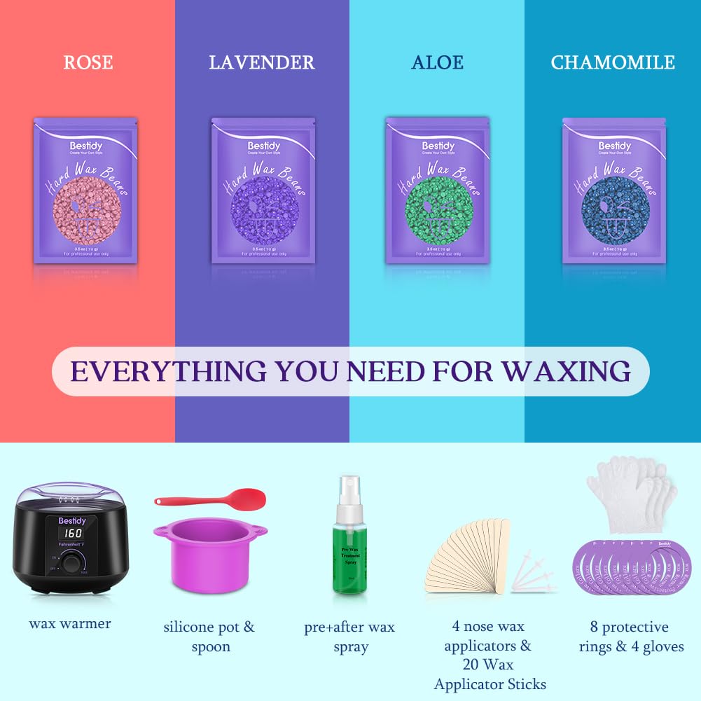 Digital Waxing Kit - Wax Warmer with Hard Wax Beads for Body, Brazilian, Legs, Facial, Eyebrow & Armpit Hair Removal
