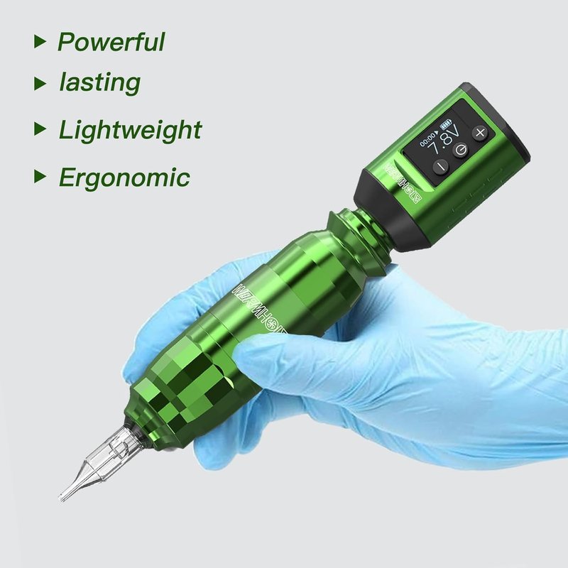 Wireless Tattoo Gun Kit - Wormhole WTK258 Professional Tattoo Pen with 1500mAh Battery, Ink & Needles
