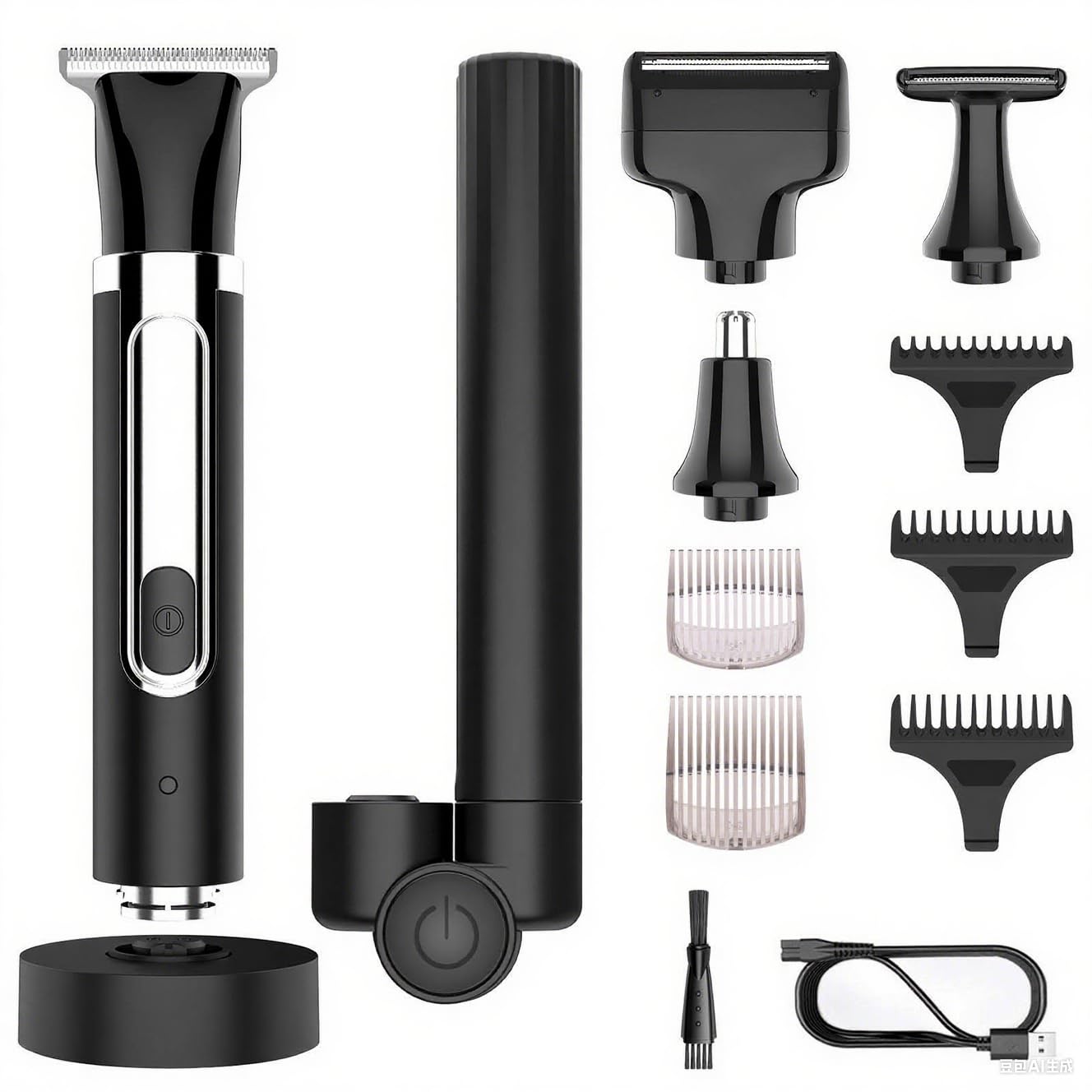 DoCatop Back Shaver for Men, 5-in-1 Electric Back Hair Removal Razor with Adjustable Extension Handle, Body Hair Trimmer Grooming Kit for Wet or Dry Shaving