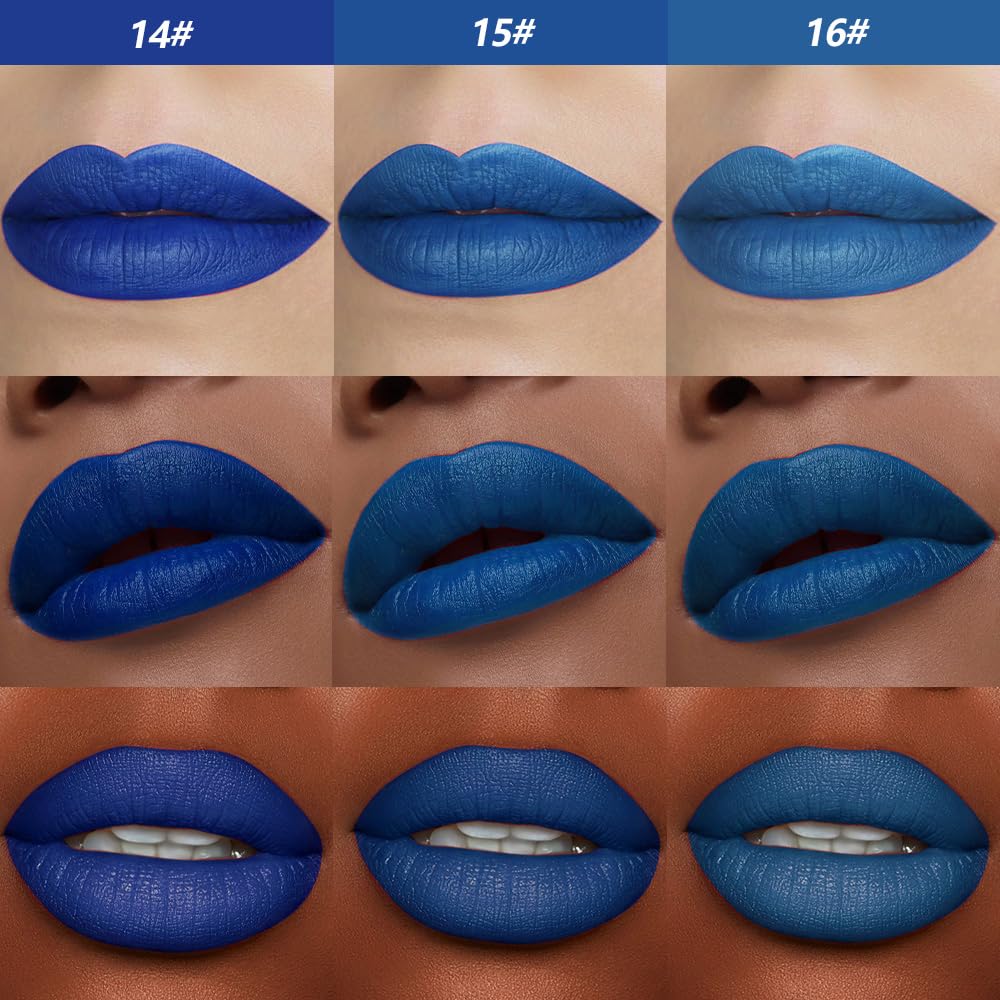 Blue Matte Cream Lipstick Set - 3 Pcs Twist-Up Hydrating Lip Color | Long-Lasting Velvet Finish for Everyday & Parties