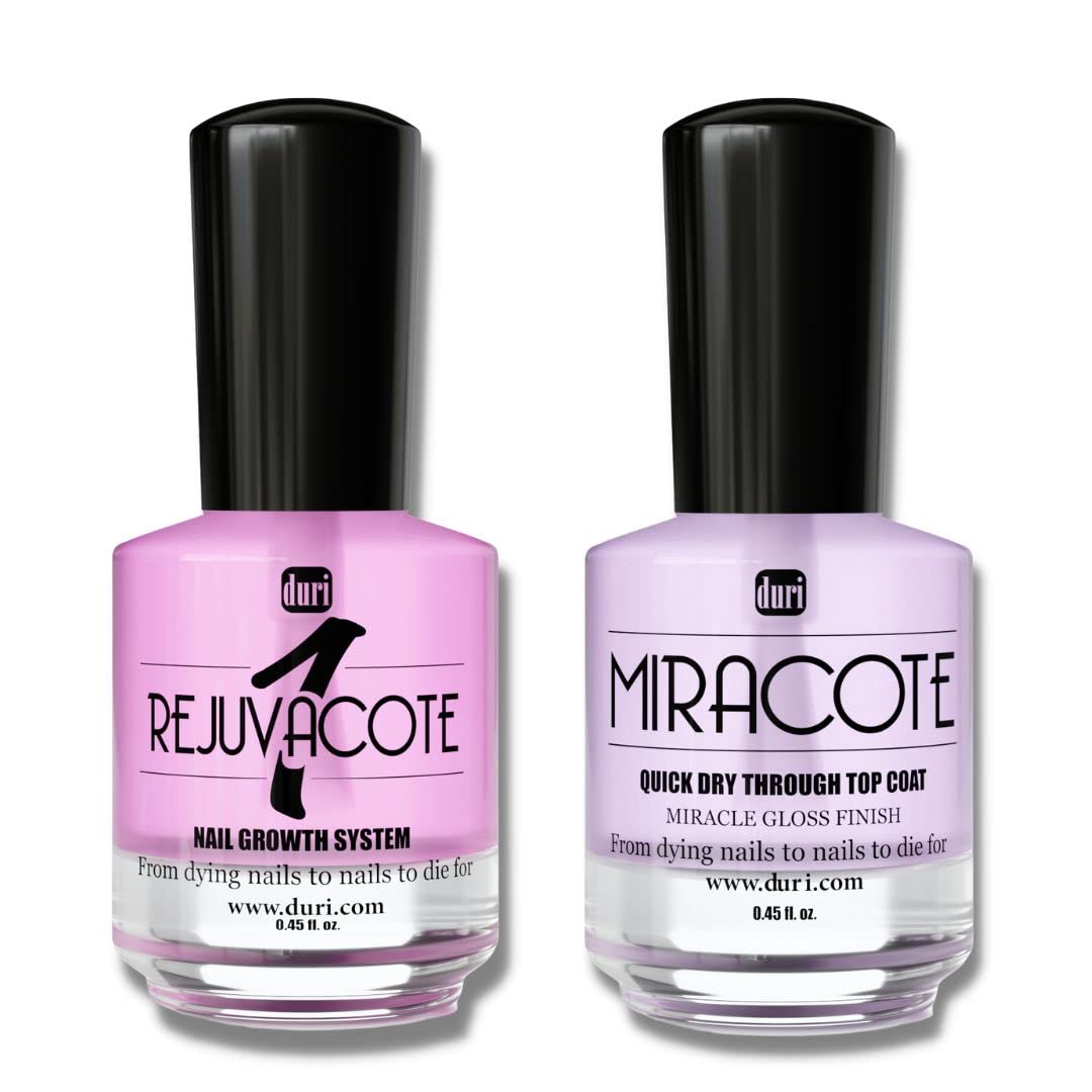 Duri Rejuvacote Nail Growth System - Maximum Strength Base & Top Coat Combo | Quick Dry Miracote
