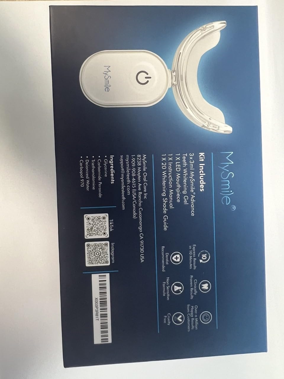MySmile Teeth Whitening Kit with 28 LED Accelerator Light, At Home Tooth Brightening Set with 3PCS 3ML Whitening Gel, 30+ Treatments, Enamel Safe Oral Care Kit for Daily Stain Reduction