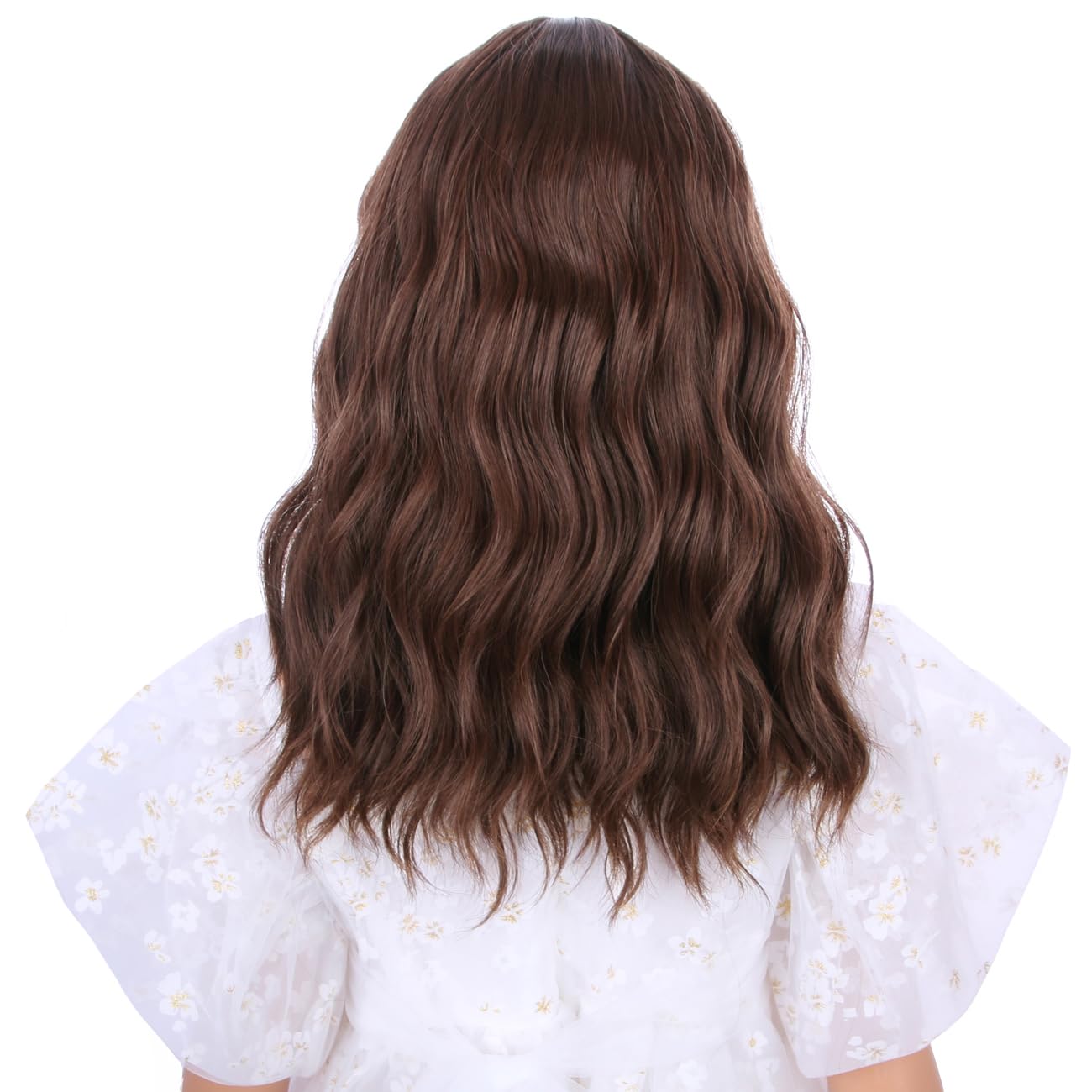 Short Chocolate Brown Wig for Kids - Heat-Resistant Synthetic Hair with Air Bangs