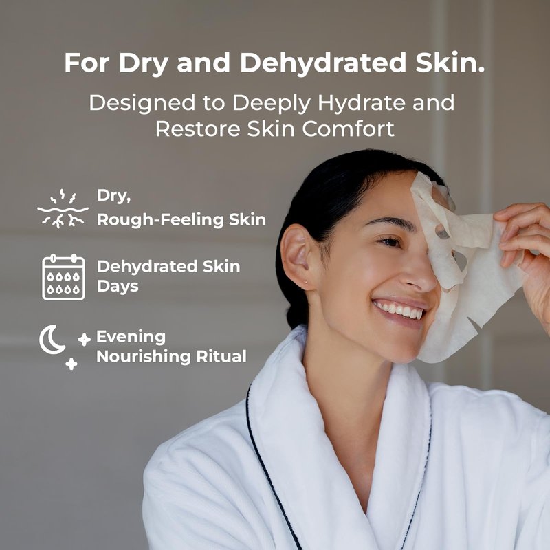INNA ORGANIC Sheet Mask - Deep Hydration & Long-lasting Hydration | EWG & COSMOS Certified (Pack of 3) | Myrrh Essential Oils Infused Skin Care | Luxury Clean Beauty
