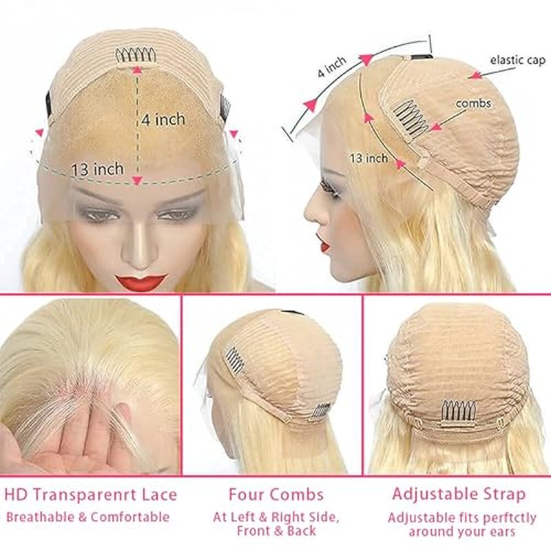 613 Lace Front Wig Human Hair 13x4 Blonde Lace Front Wigs Human Hair Pre Plucked with Baby Hair 180% Density Straight Lace Frontal Wig Human Hair for Women