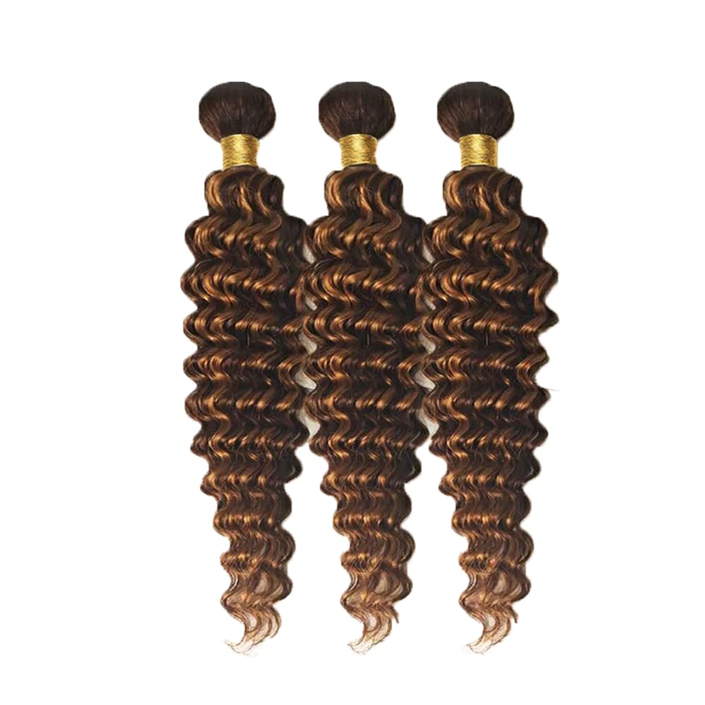 Highlight Bundles Human Hair Dark Brown Loose Deep Wave Bundles 12 14 16 Inch P430 Human Hair Bundle Brazilian Virgin Remy Hair Chocolate Brown Bundle 100g/Pc