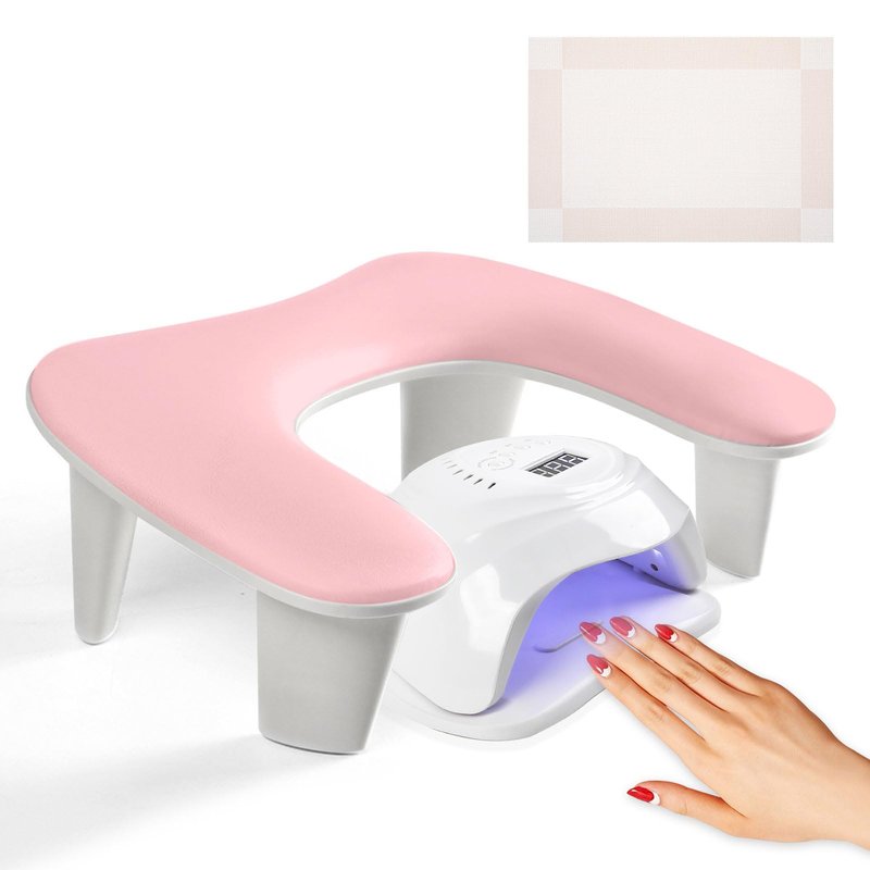 Arm Rest for Nails Tech: U-shaped Manicure Nail Arm Rest Stand Big White Armrest Microfiber PU Leather Hand Rest Pillow for Acrylic Nail Cushion