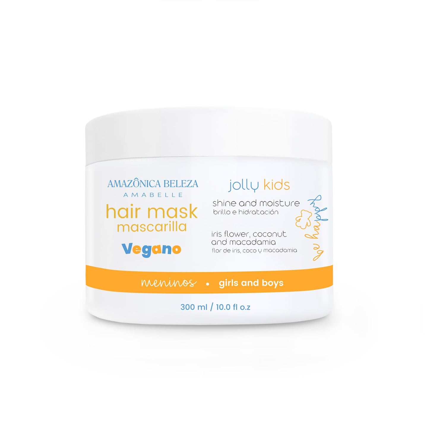 AMAZÓNICA BELEZA AMABELLE Hair Mask Jolly Kids |Vegan | Moisturizes and Nourishes | For All Hair Types, Curly, Straight | Promotes Healthy Growth | Mascarilla para Niños |10 Oz