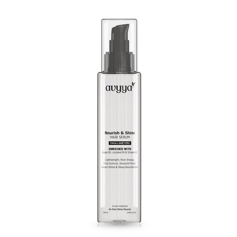 Avyya Nourish and Shine Hair Serum for Dry, Frizzy and Damaged Hair with Argan and Jojoba Oil, Frizz Control, Shine, Non-Greasy | 3.38 fl oz