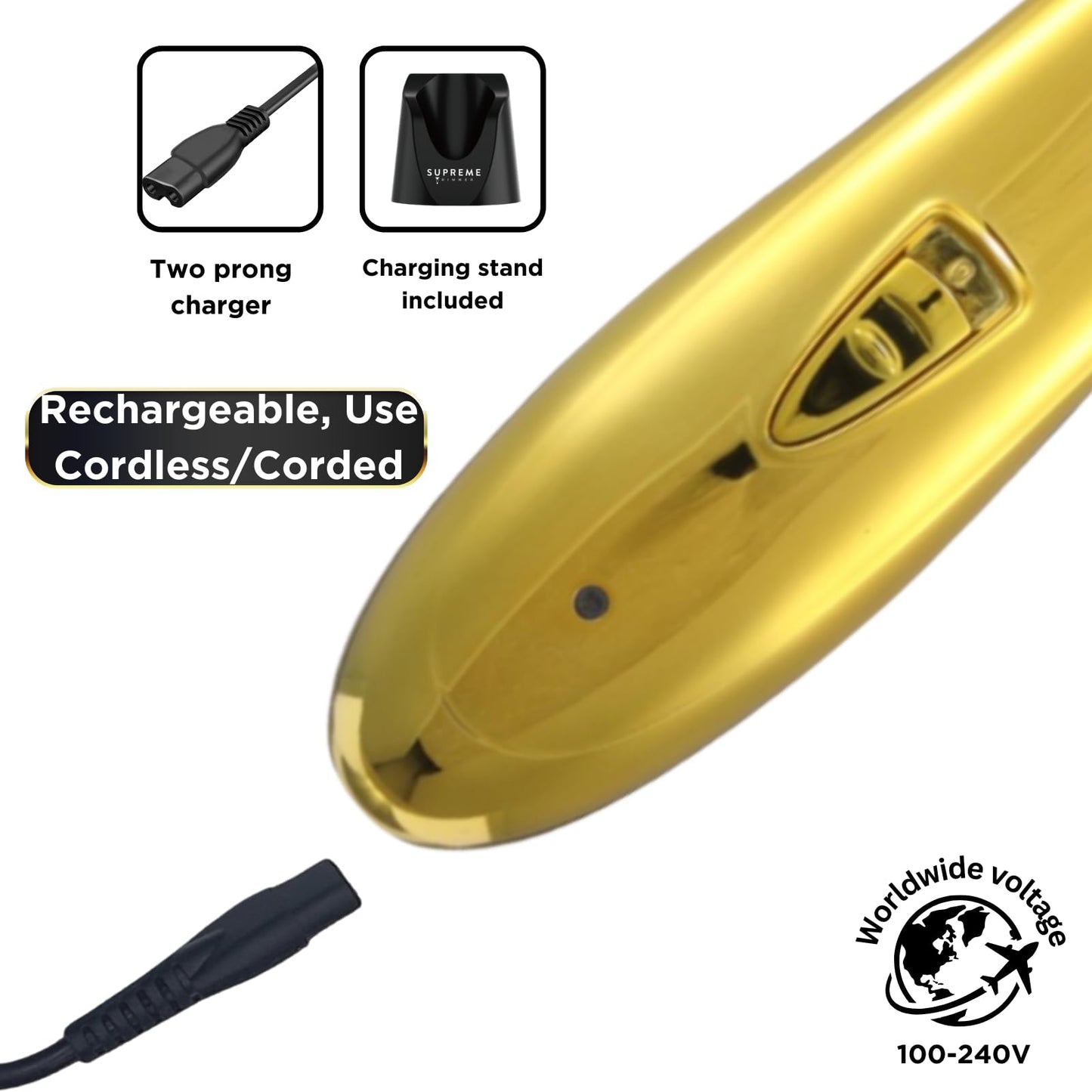 Supreme Trimmer Professional T Shaper | Cordless Hair & Beard Liner for Men | Low Noise, Precision Edger Clippers | Ideal for Sensitive Skin, Kids & Elderly | Barber & Home Use