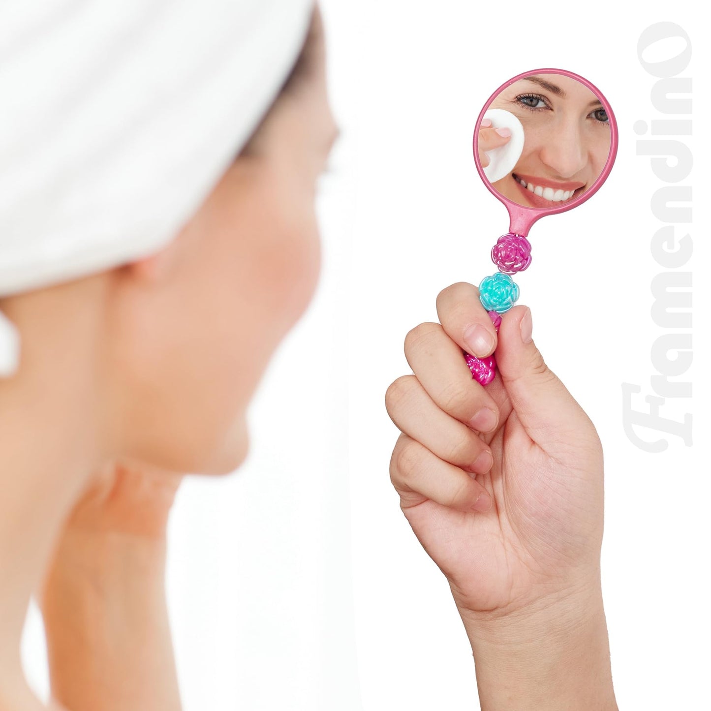 Framendino, 19 Pack Beaded Bar Handheld Mirrors Mini Round for DIY Crafts 19 Colors