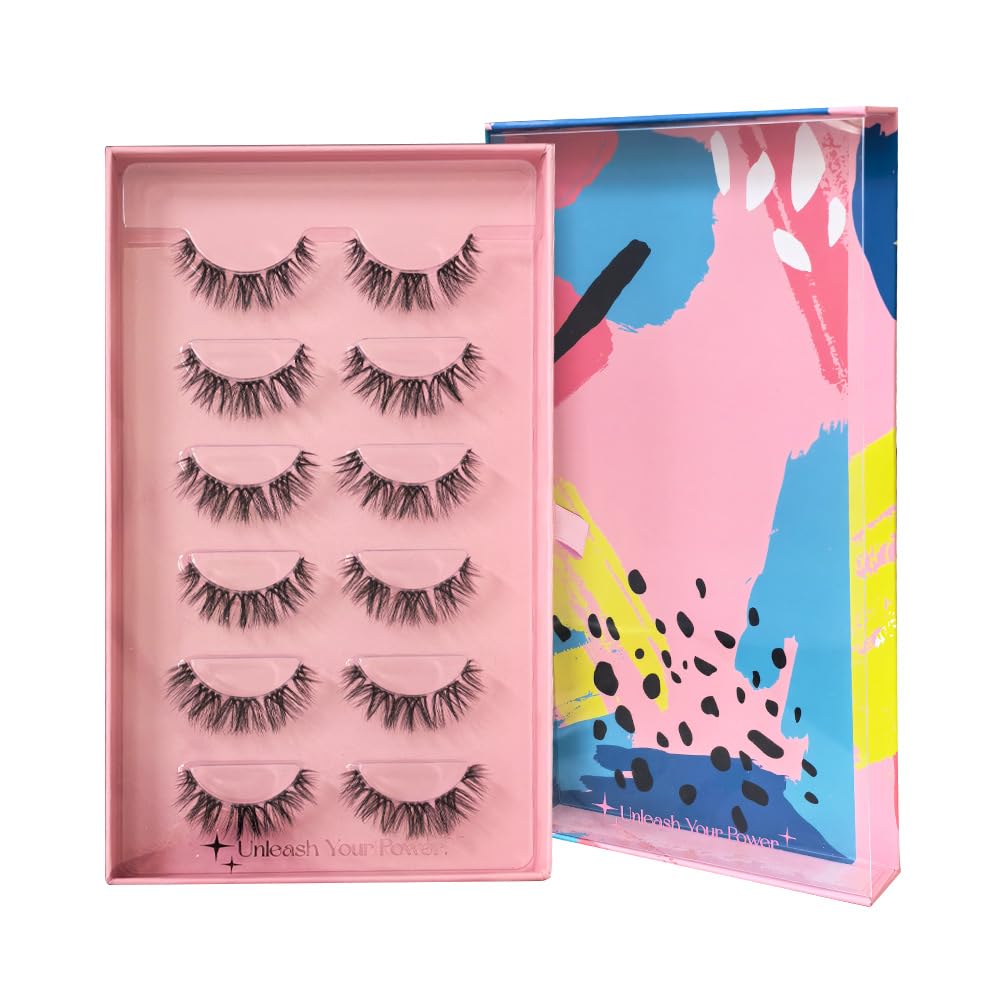SY-SHUYING Lashes Clusters 15mm Lash Extension with Clear Band Natural Look Fluffy Doll Eye Lashes Strips Soft Natural Volume Individual Eyelashes 6 Pairs Pack, Temptress