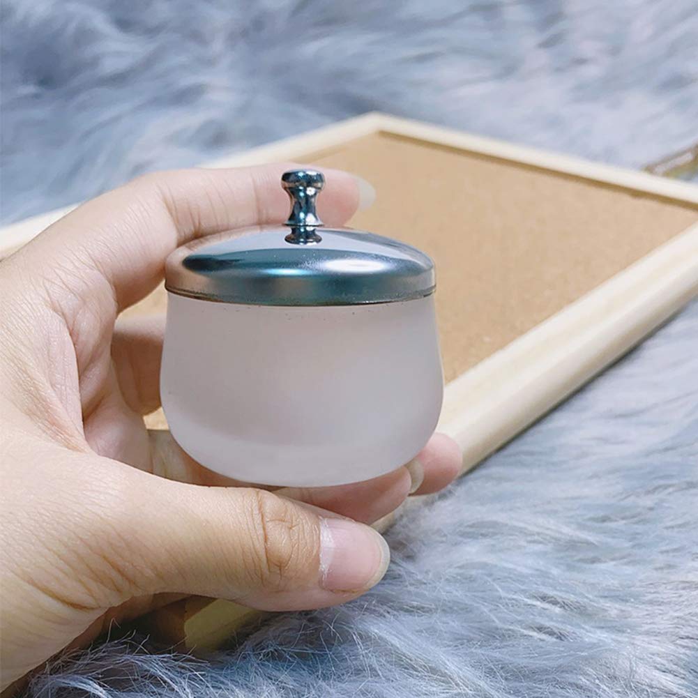 2 Pcs Frosted Glass Crystal Dappen Dish With Lid Liquid Powder Container Holder Nail Art Dappen Dish Cup Glass Dappen Cup Nail Art Tools