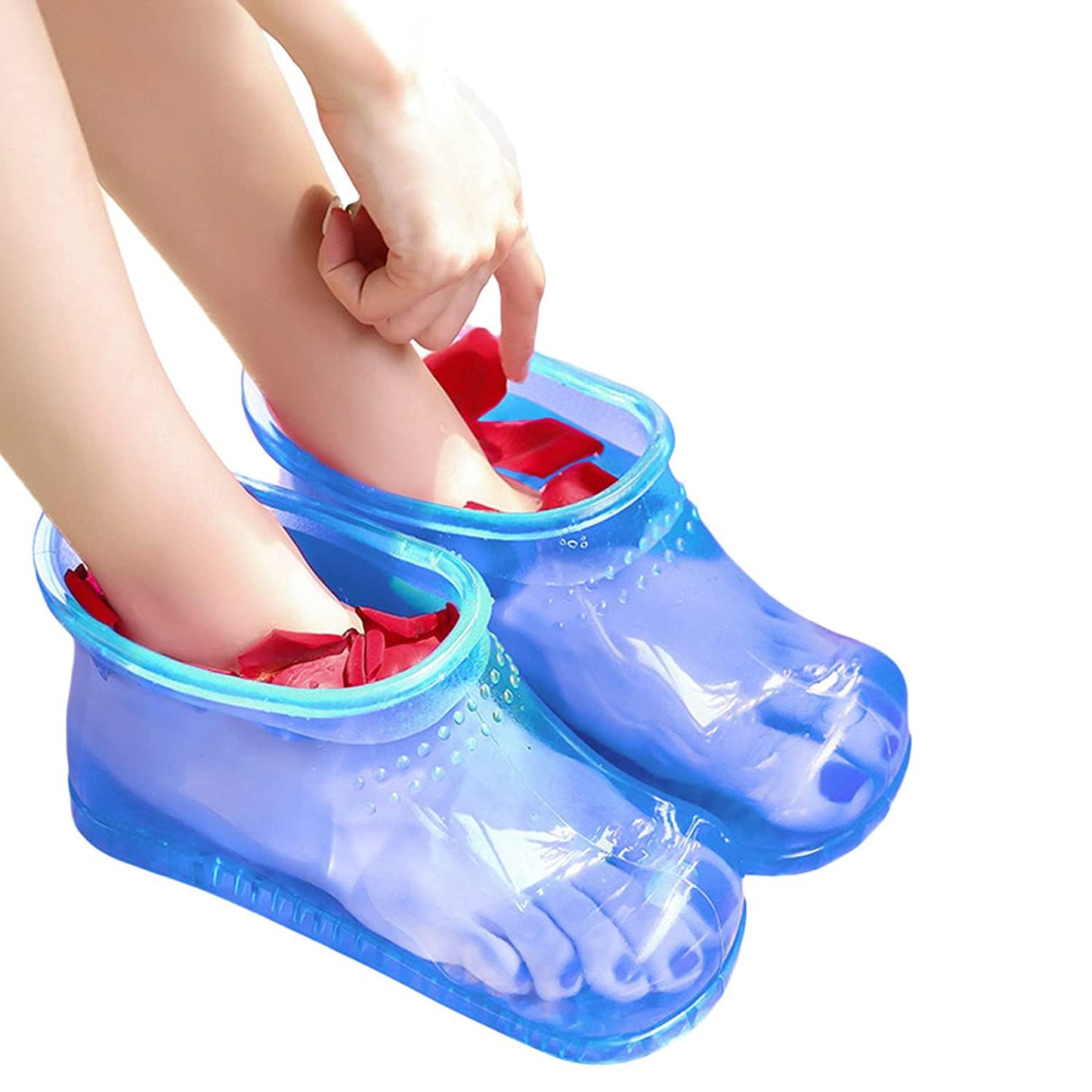 WMHYLYH Movable Foot Soaker, Portable Feet Soaking Tub Massage Foot Bath Shoes, Bath Massager Basin Pedicure Feet Spa Shoes for Thermal Massage to Promote Blood Circulation (Large, Blue)
