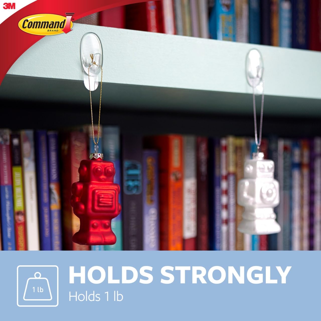 Command Small Clear Oval Hooks, 2 Wall Hooks and 4 Command Strips, Damage-Free Hanging with Adhesive, No Tools Great for Hanging Home and Room Decor, Holds up to 1 lb