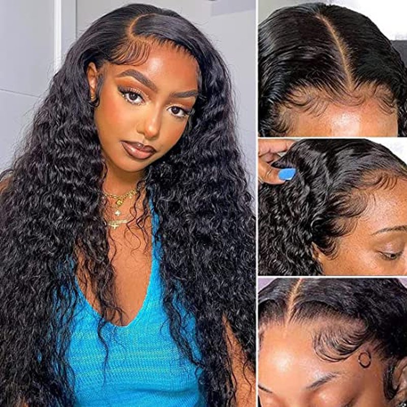Kinky Curly 13x4 HD Lace Front Human Hair Wigs 180% Density Kinky Curly Glueless Wig 12A Brazilian Virgin Hair Pre Plucked With Baby Hair 20Inch Afro Kinky Curly Lace Frontal Wigs For Women