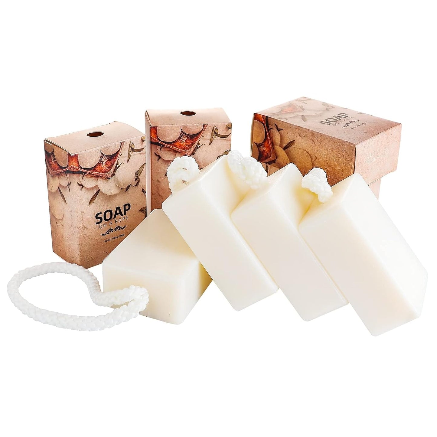 Men's Bar Soap - Natural Soap On A Rope | 4-Pack, 200g Each for Body & Face Care