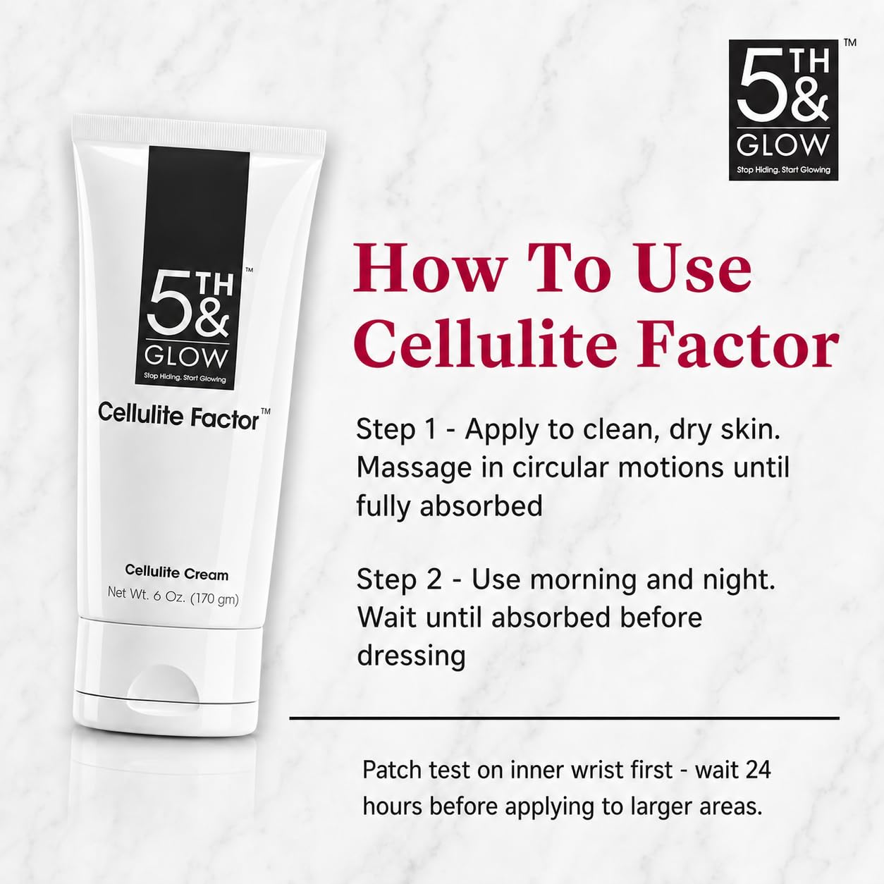 5th & Glow Cellulite Factor | Skin Tightening Cream for Body, Thighs & Butt - Firming Anti-Cellulite Lotion - 6 oz