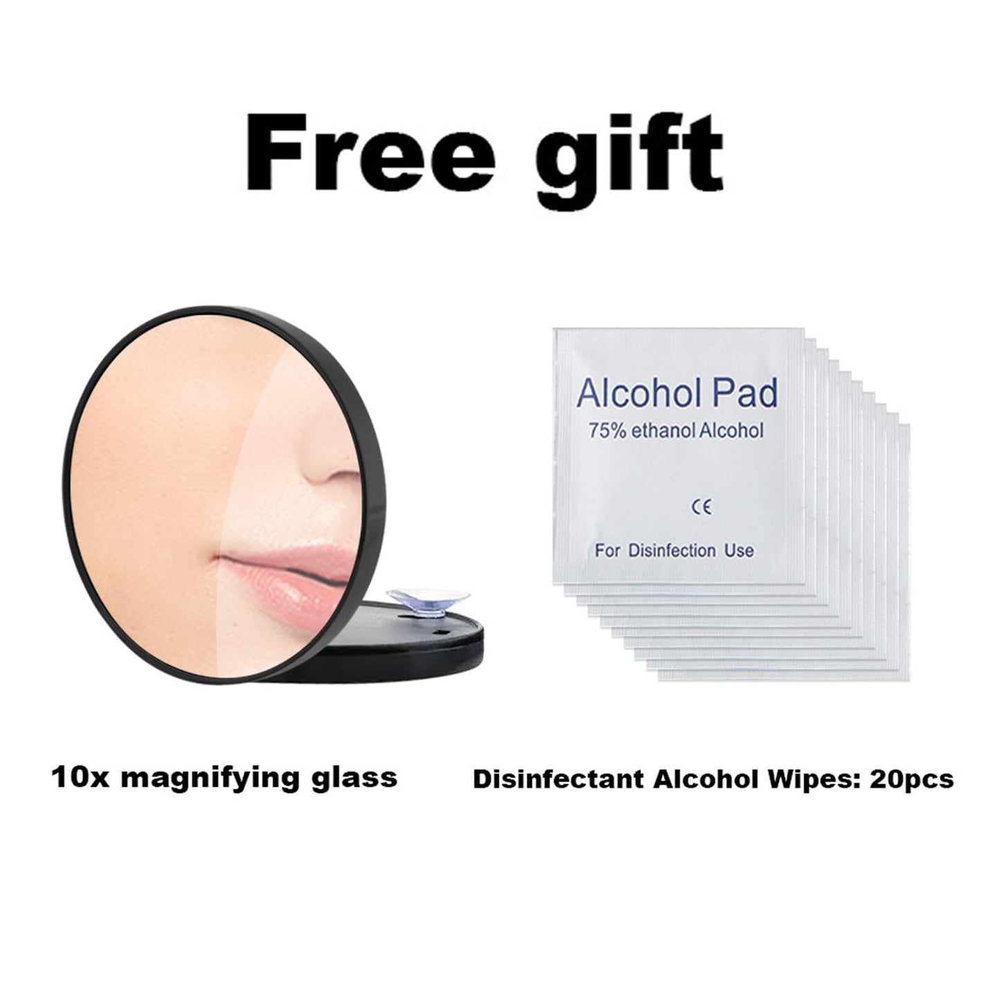 12PCS Professional Salon Grade Blackhead Remover Tool Kit, Comedone Extractor Set for Facial Acne Pimple Blemish Whitehead, Comes with 10X Magnifying Mirror & 20 Alcohol Prep Pads