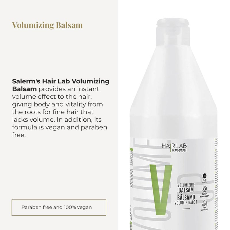 SALERM - Volume Conditioner - Volumizing Hair Lab - 1200 ml - with Caffeine and Amino Acids - for Fine and Limp Hair - Adds Body and Volume to Hair - Paraben-Free