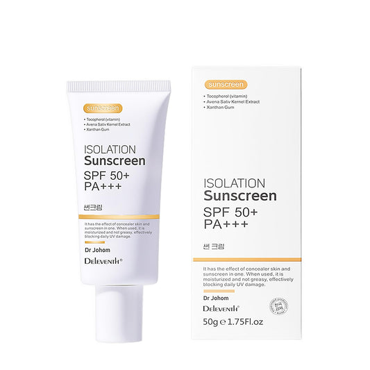 DEleventh Korean Brand SPF 50+ PA+++ Sunscreen Cream 50g / Aqueous and Non-Greasy, Effectively Blocks Daily UV Damage and Protects Facial Skin, Neck & Arms