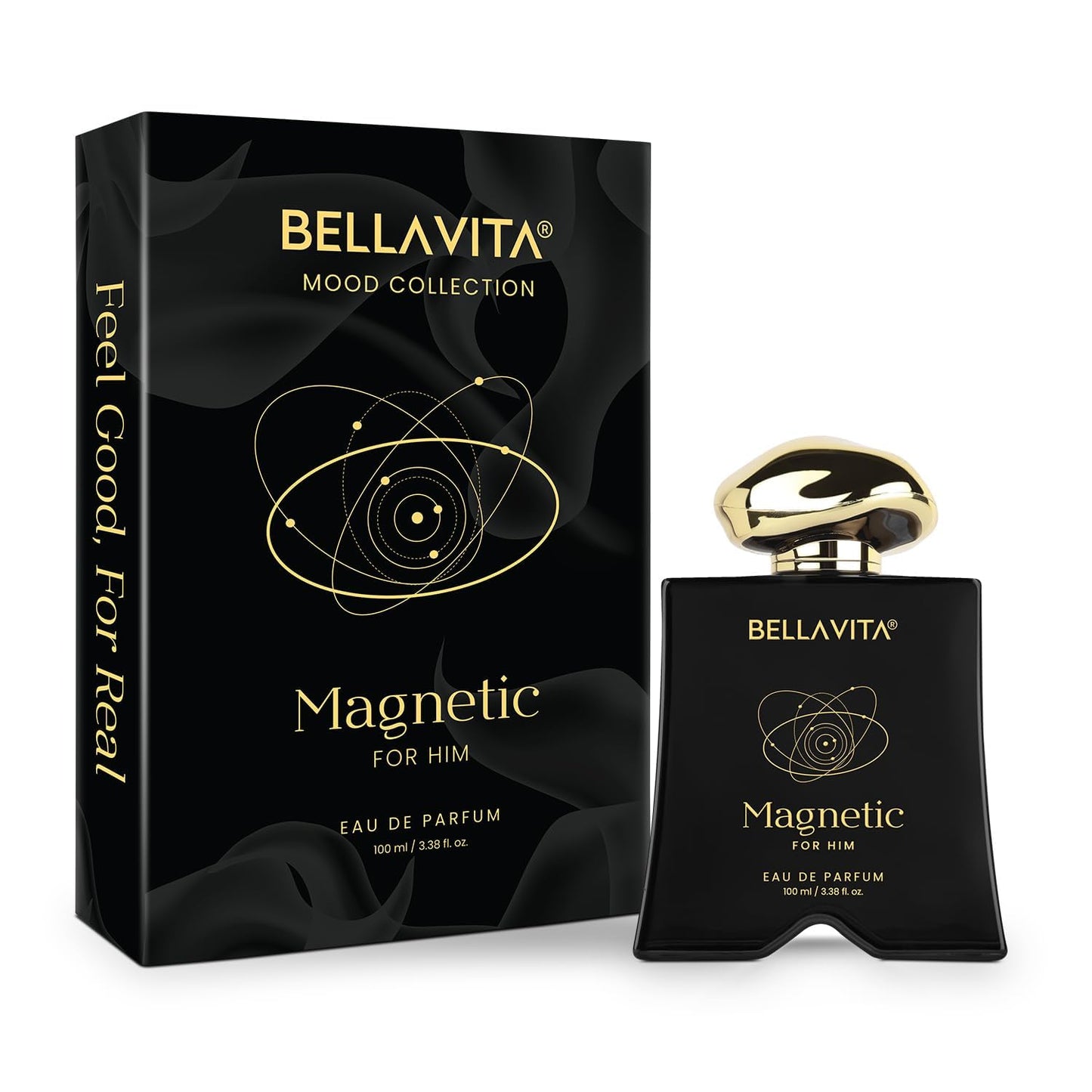 Bellavita Luxury Magnetic for Him Eau de Parfum | 100 ml (3.4 fl.oz.) | Perfume for Men | Oriental-Fresh, Bergamot, Jasmine, and Cedarwood Notes | Long Lasting Men's Fragrance