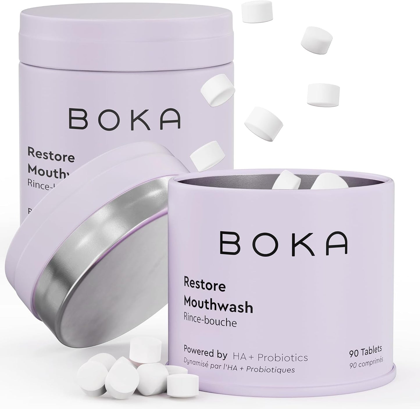 Boka Mouthwash Tablets - Hydroxyapatite Chewable Breath Freshener - Fluoride & Alcohol Free | Travel Size, Mint Flavor (Pack of 2, 90 Pcs)